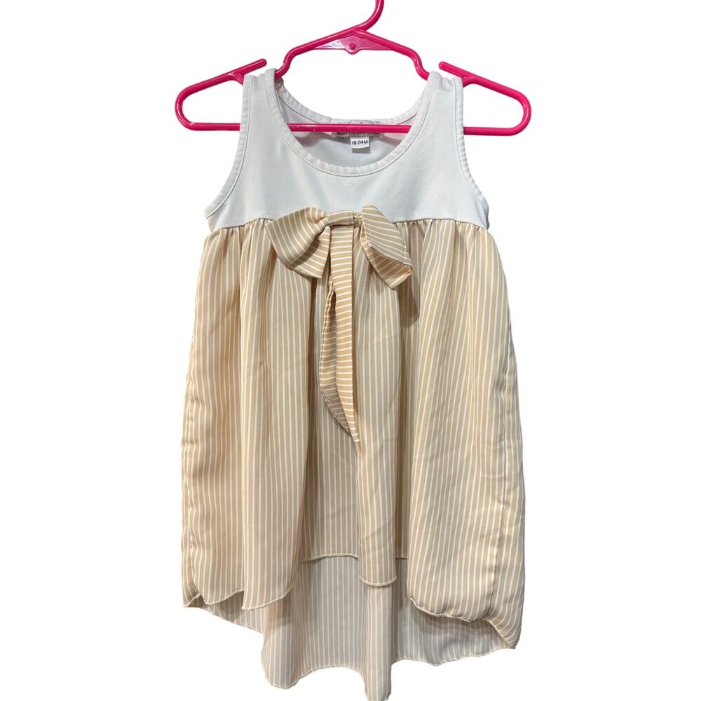 White and Tan Dress - Bailey's Blossoms - 18-24mo